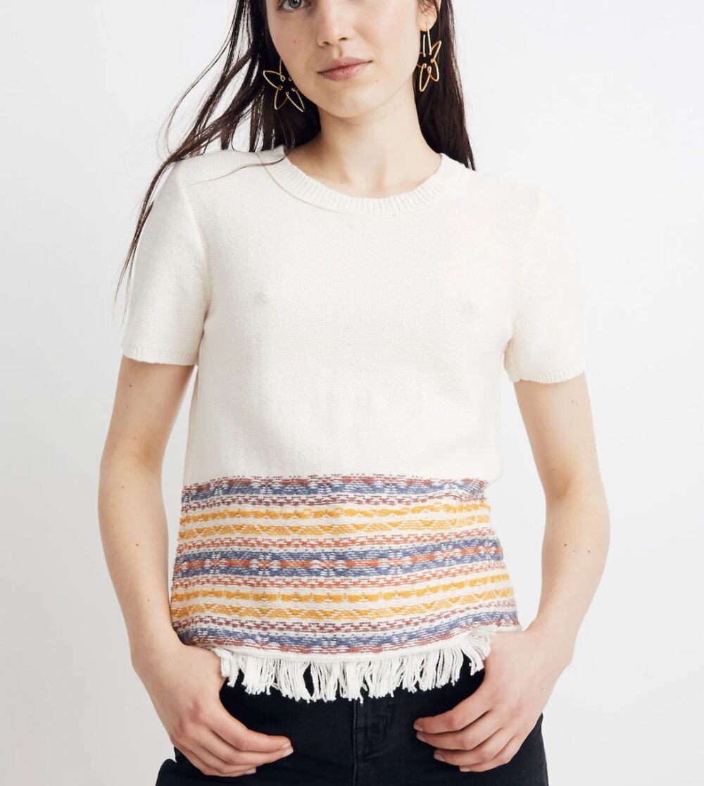 Madewell Fringe Jacquard Sweater Tee